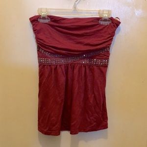 Express Strapless Red Rhinestone Gem Tube Top